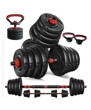 Набор гантелей со штангой и гирями 6 в 1 многофункциональный  2x 20 кг 8037240